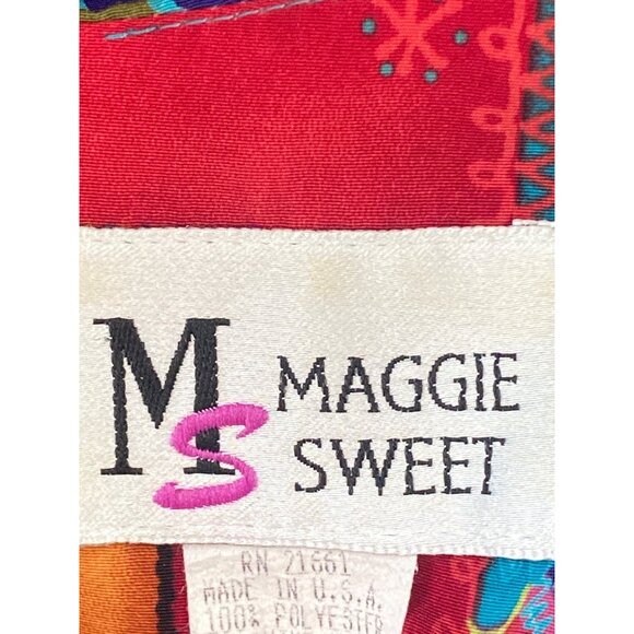 Maggie Sweet Size 2X Colorful Flowers Patchwork Soft Satin Tunic - Picture 3 of 5